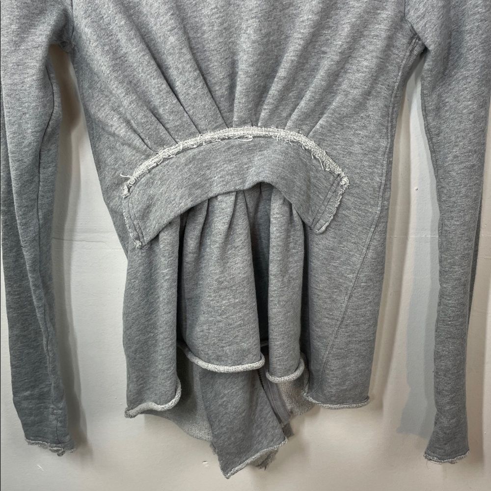 We the Free Free People Ebb and Flow Zip Up Ruffle Sweatshirt size XS Gray - Picture 10 of 14